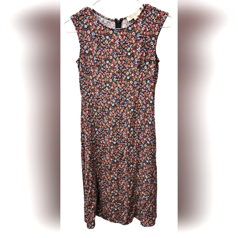 Loft sleeveless floral a-line stress,  Petite size 00
